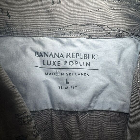 Banana Republic Men's Gray Graphic Print Slim Fit Shirt Size L - Picture 5 of 6
